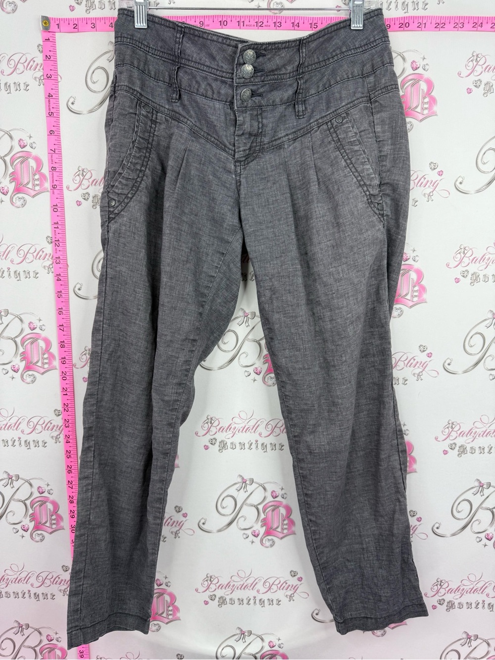 Prana pants hemp Gray Relaxed Track Pants with Triple-Button Waist